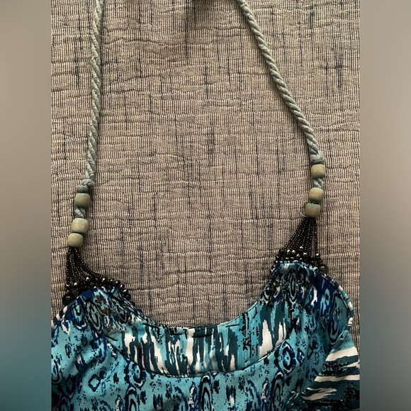 Vintage Ornate Beaded Boho Eclectic Mermaidcore Y2K Adjustable Halter Top - Picture 8 of 10